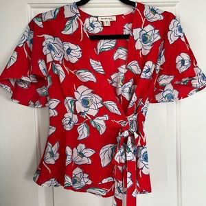 Red floral top never worn.